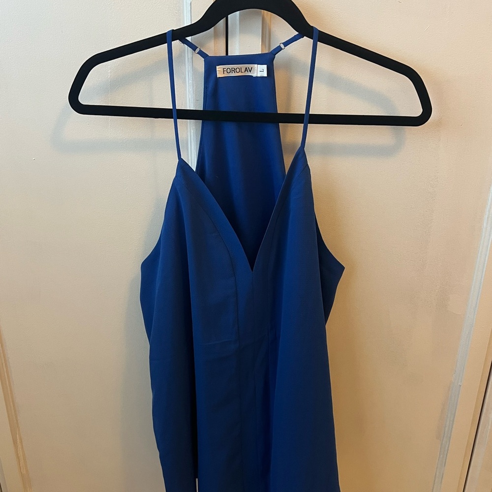 For Love & Lemons Blue Halter Dress
